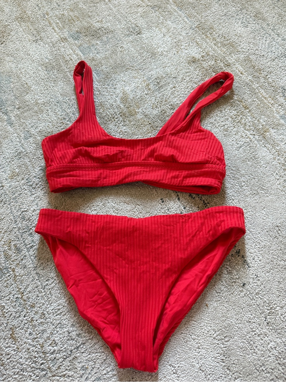 Vitamin A Red Ribbed Bikini Two-Piece